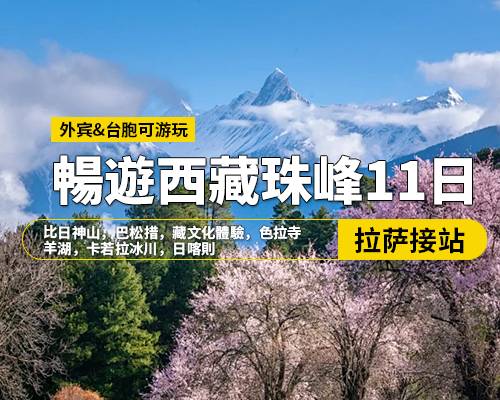 【暢遊西藏】拉薩林芝羊湖日喀則珠峰11日遊，拉薩集合，絨布寺，珠穆朗瑪峰，色季拉山口，魯朗林海，比日神山，巴松措，藏文化體驗(yàn)，色拉寺，羊湖，卡若拉冰川，日喀則，=